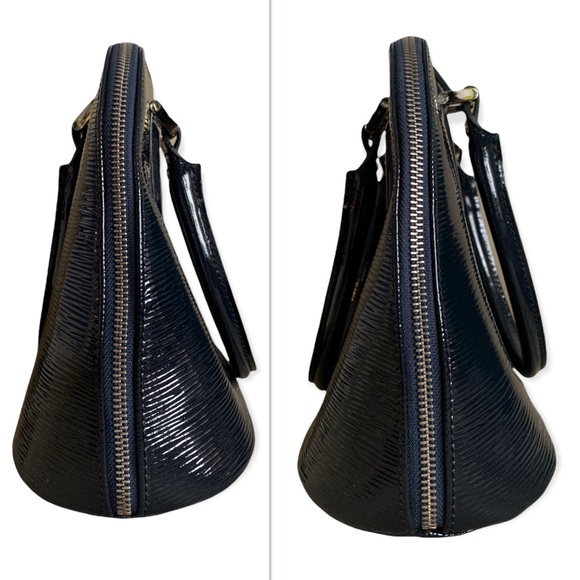 NWOT Original The Trend Navy Blue Patent Leather Dome Crossbody Bag Purse - Picture 11 of 15